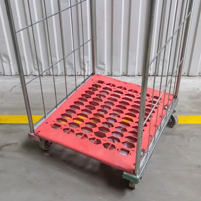 Rollkontener (rollcage, rollbox) wózek siatkowy transportowy czerwony