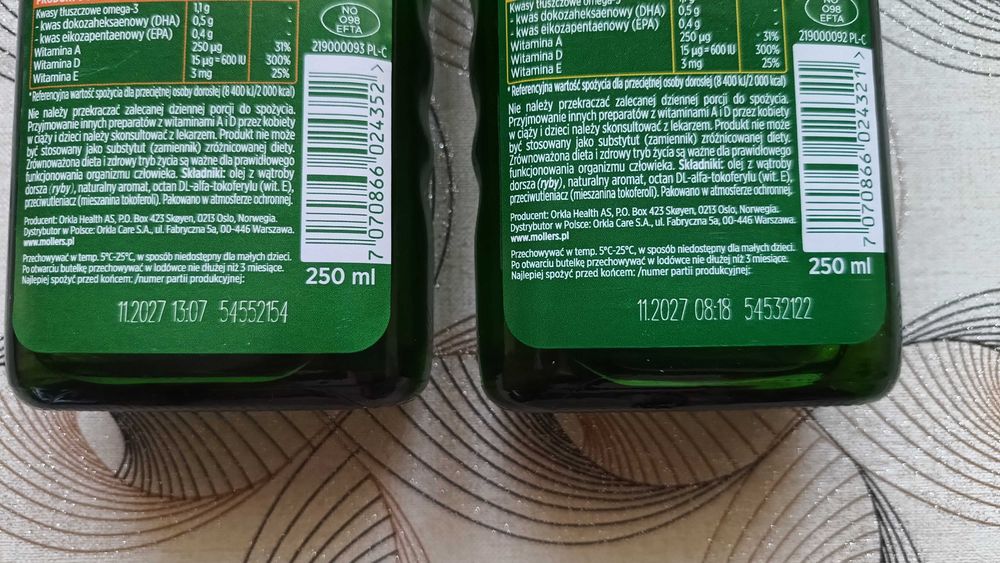 Suplement tran Mollers 250 ml.