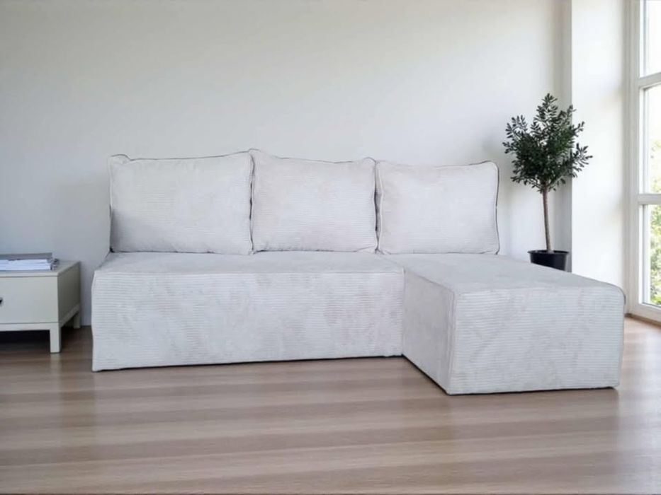 Kanapa rozkładana sofa narożnikDOpokoju z funkcją spania i pojemnikiem