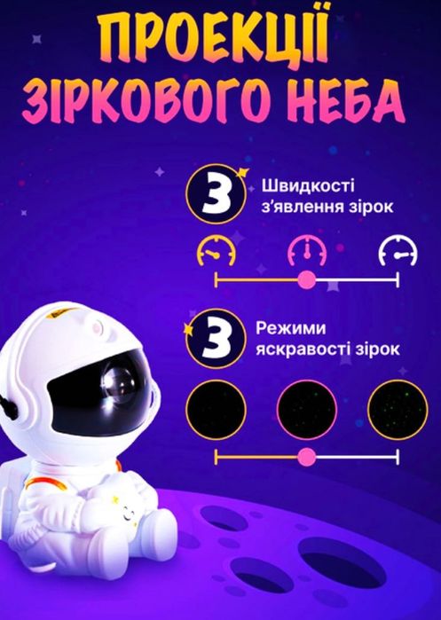 Нічник-проектор космонавт