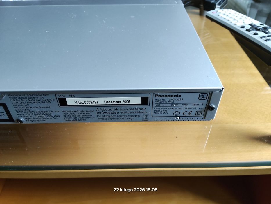 Odtwarzacz DVD Panasonic DVD-S295 | Komplet | Pilot | SCART