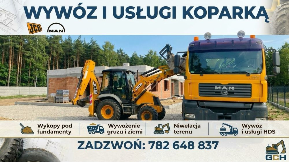 Usługi koparko-ładowarką , HDS, wywrotka, minikoparką oraz wywrotka do 3.5 t.