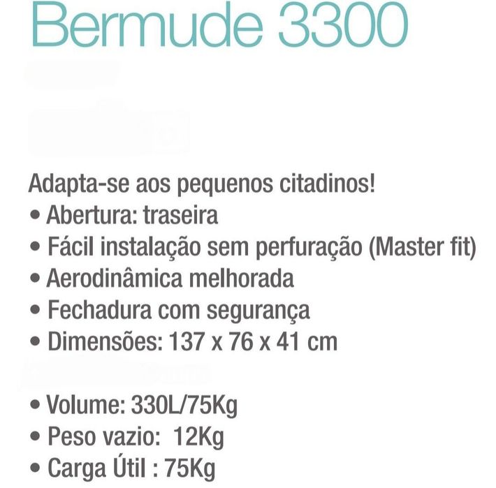 Alugo mala de tejadilho Bermude 3300