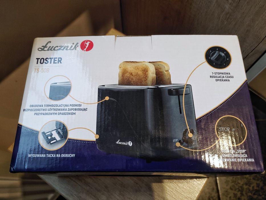 Nowy toster Łucznik TS-50B czarny 700W