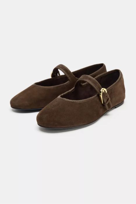 Замшеві балетки zara, коричневі замшеві балетки zara