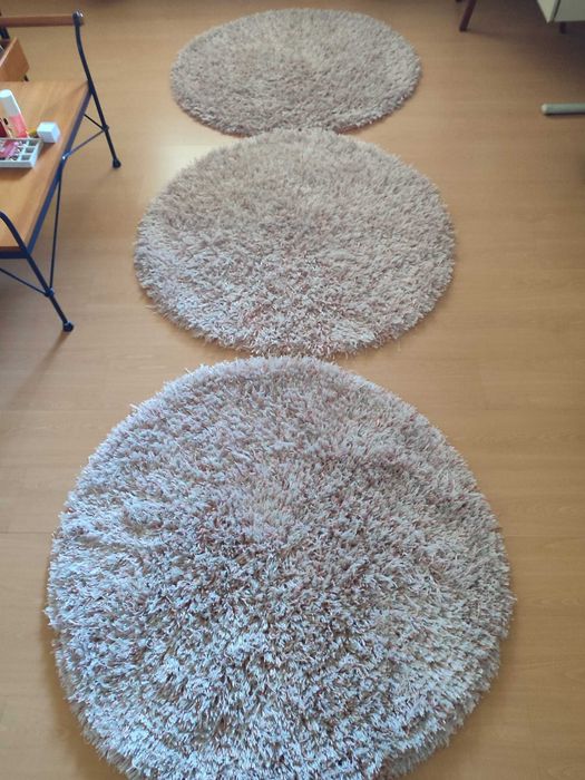 Conjunto de 3 tapetes cor de rosa claro