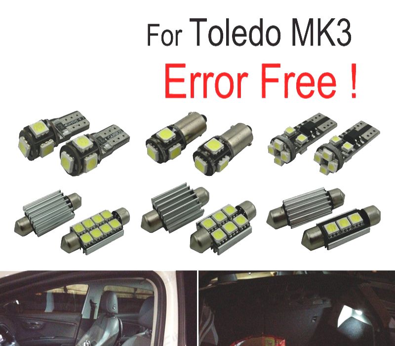 KIT COMPLETO 10 LAMPADAS LED INTERIOR PARA SEAT TOLEDO 3 MK3 5 P 5P2 05-09