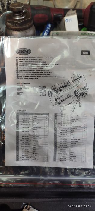 Пневмогайковёрт +пневмотрещётка jbm