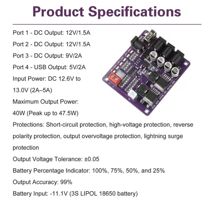 Плата ИБП для роутера , мощность 47.5 Вт  несколько выходов