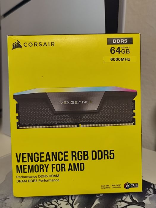 Memória RAM Corsair Vengeance RGB DDR5 6000MHz 64GB 2x32GB CL30 Memóri