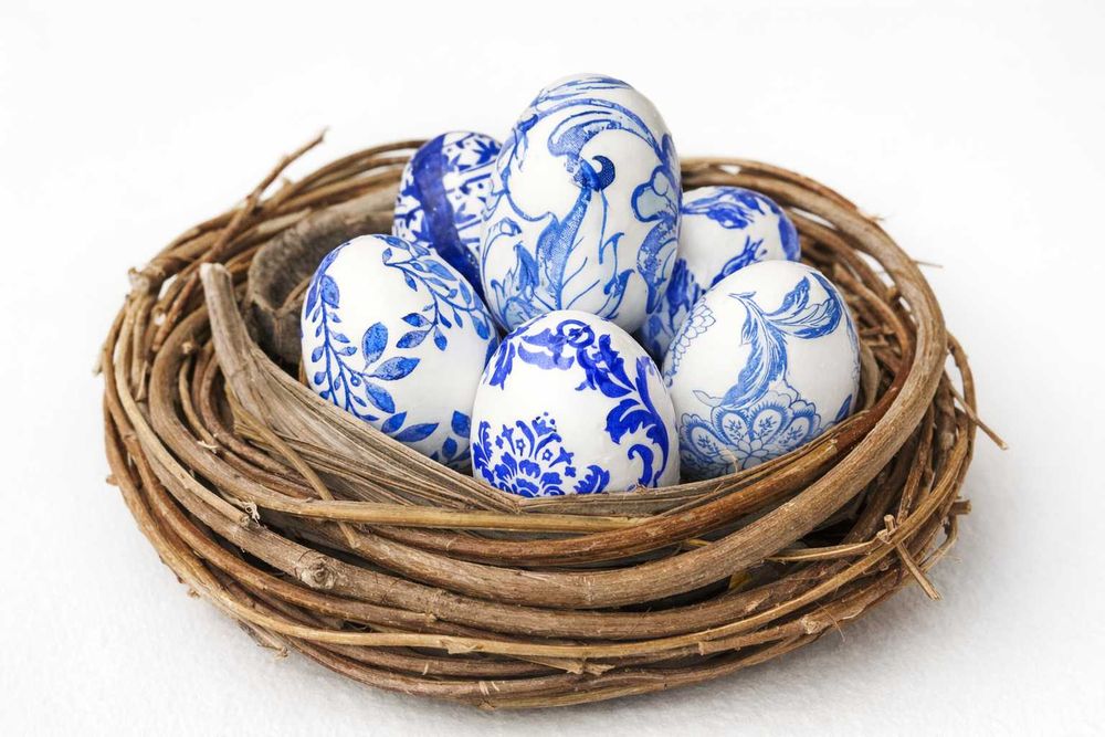 Conjunto de 6 ovos decorativos