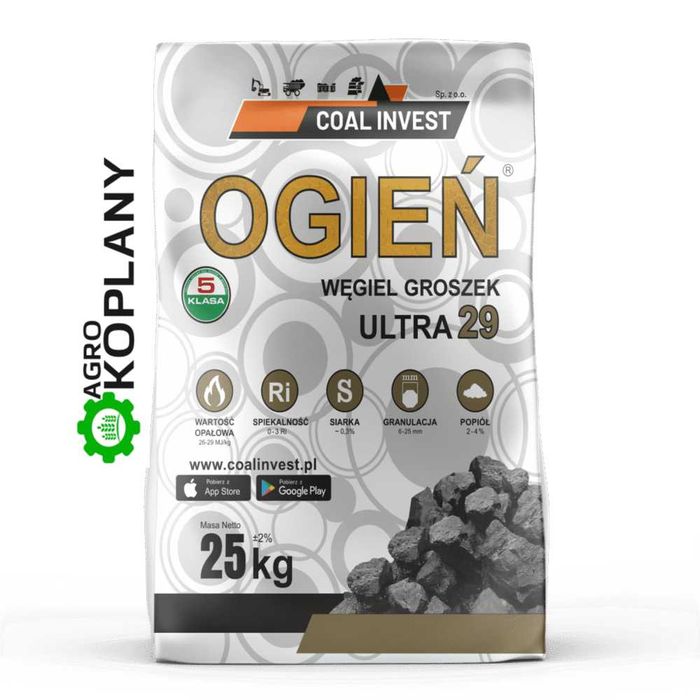 Węgiel groszek ogień ultra do 29 MJ/kg