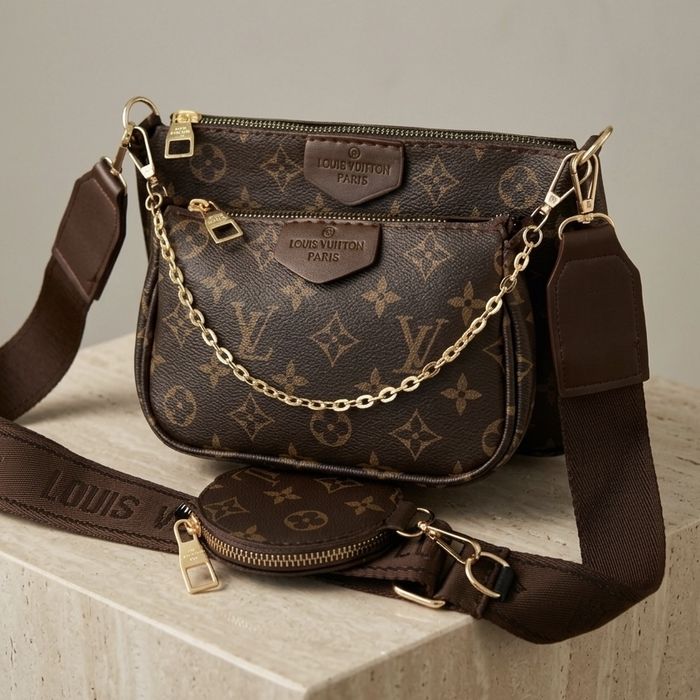 Брендова жіноча сумка трансформер Louis Vuitton 3 в 1 Multi Pochette кросбоді через плече