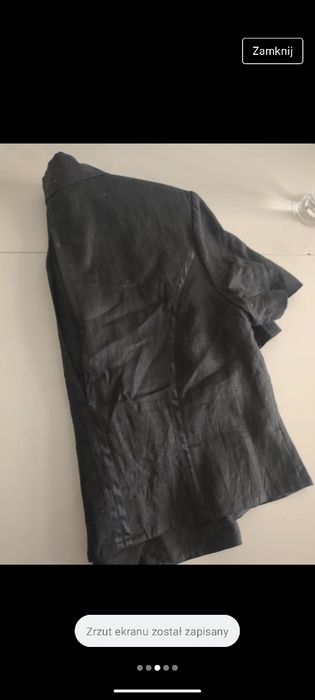 Żakiet czarny krótki rękaw lniany 42