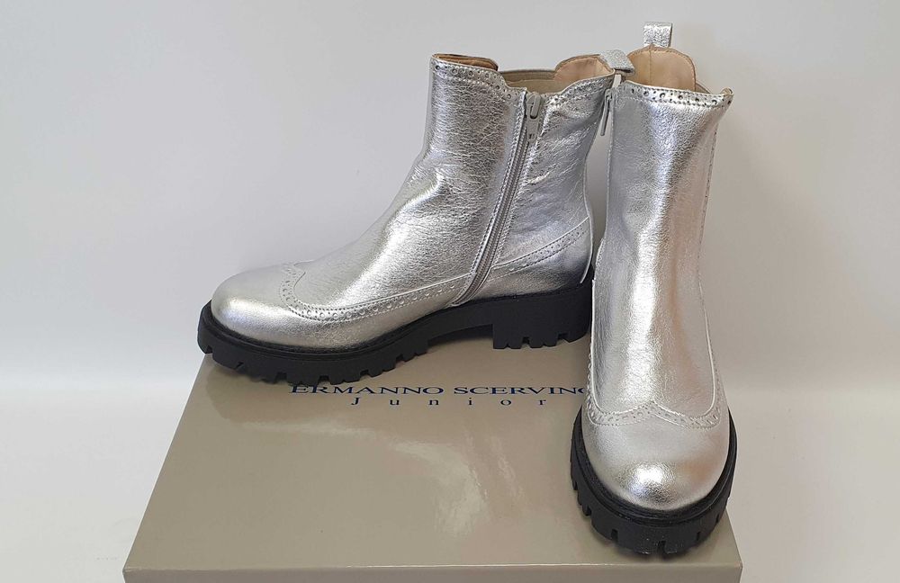 Серебряные кожаные сапожки Ermanno Scervino - Italy