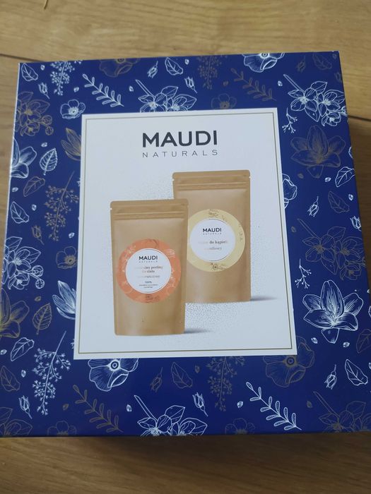 Kosmetyki naturalne Maudi zestaw peeleng + puder do kąpieli nowe