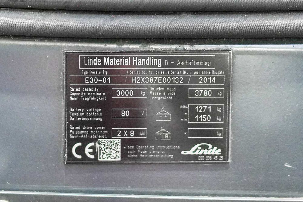 Linde elektryczny E30 2014 r + ładowarka
