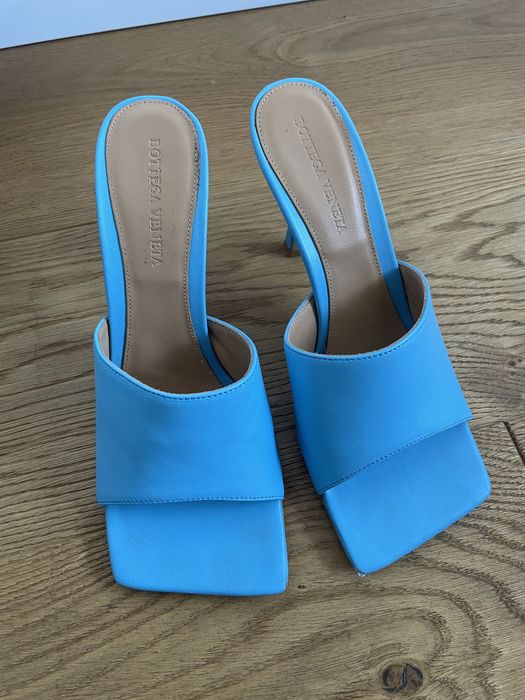 Klapki Bottenga Veneta skora turkusowe