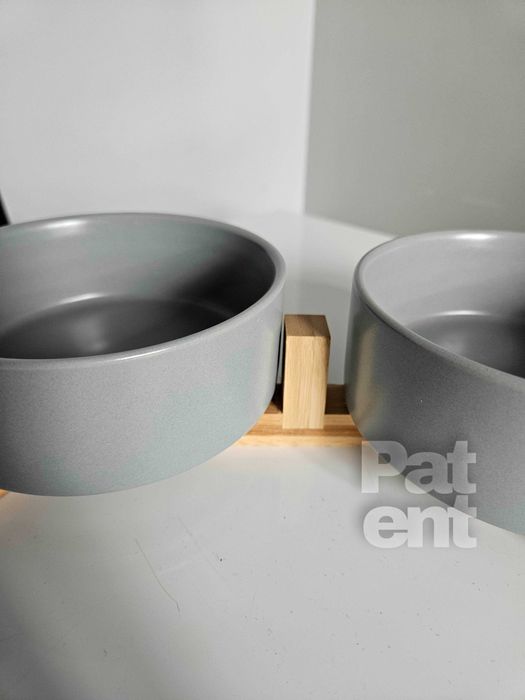 Miski ceramiczne dla psa kota zestaw 2 sztuki x 400 ml szare