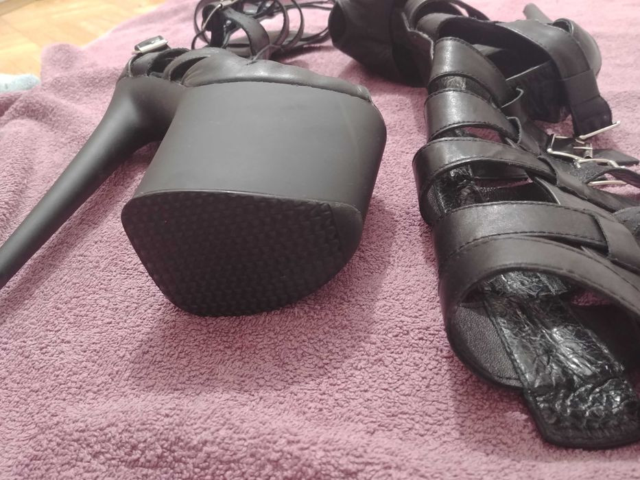 Kozaki botki sandałki czarne buty pole dance na platformie 36/37