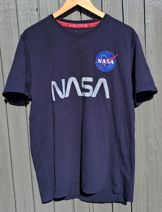 Alpha industries NASA odblask reflective koszulka tshirt XL granatowa