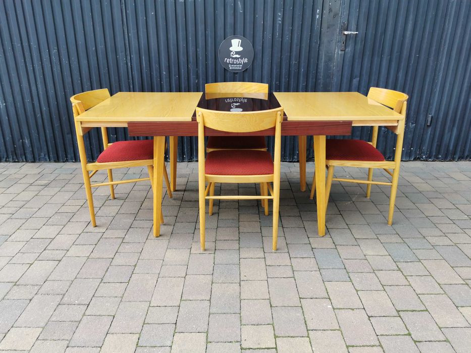 Stół JITONA+ 4x krzesło TON (Thonet), Czechosłowacja '60 Design, Prl
