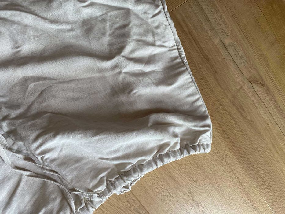 Lniane Beżowe Spodenki