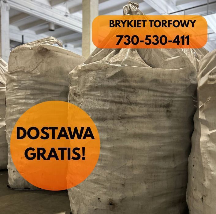 Brykiet torfowy paleta- paczkowany, big-bag, DOSTAWA GRATIS