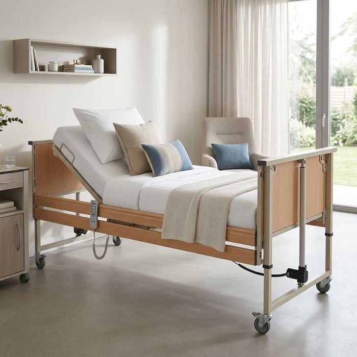 Cama Elétrica Elevatória + Grades em Madeira (NOVA)