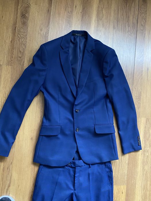 48/188 garnitur męski slim Granat w kratkę