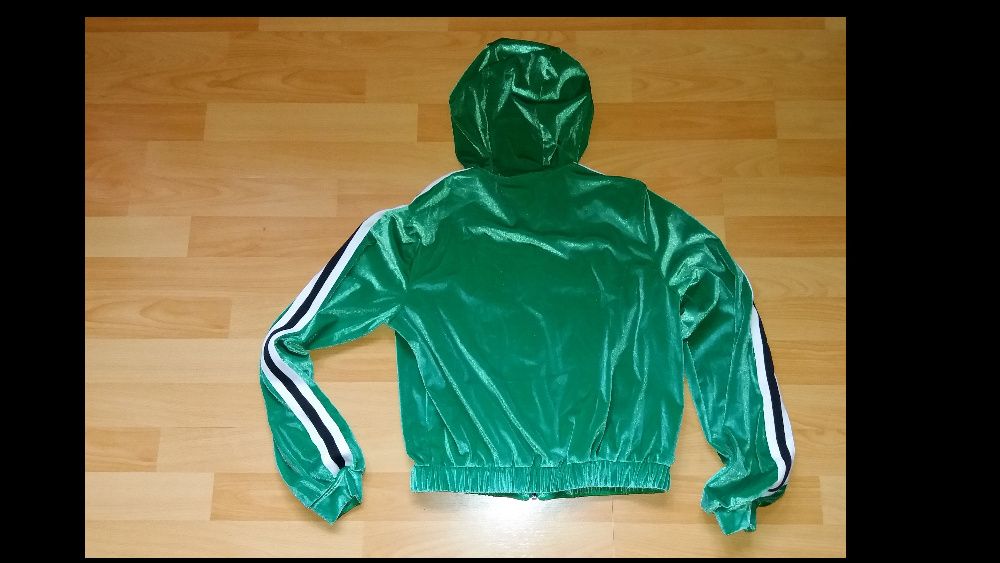 Modna bluza z kapturem,zielona;w paski.Elegancko-sportowa.M/L,Parisian