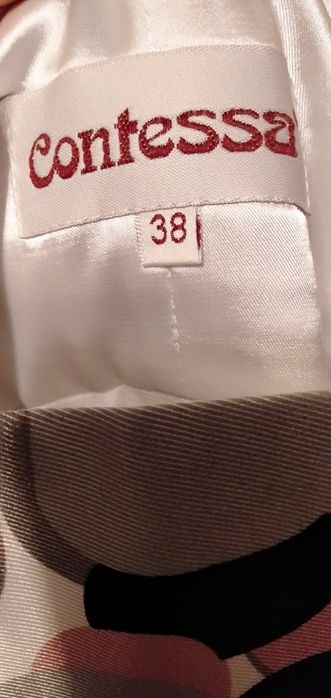 Piękna sukienka imprezowa 38 odcinana pod biustem, śliski materiał