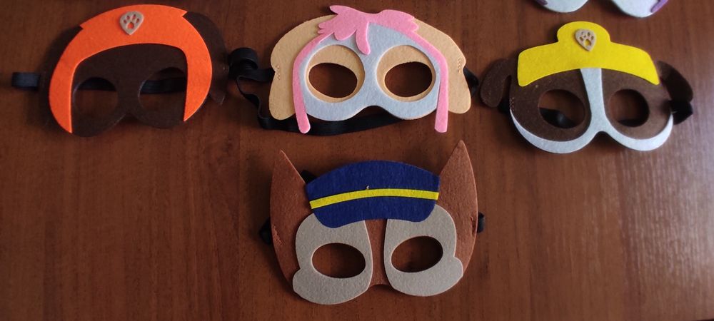 Набір з 10 масок з фетру (Лісові тваринки, Щенячий патруль) Paw patrol