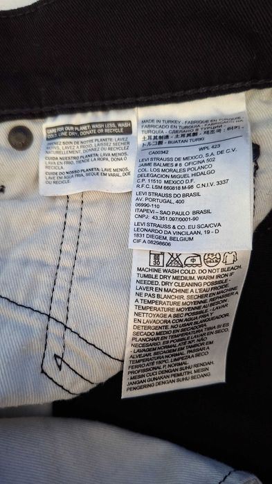 Calças Ganga Levi Strauss Negras W28 L 32