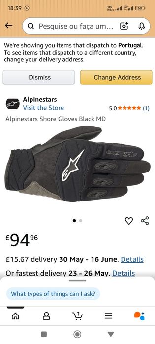 Alpinestars Gloves de verão tamanho S