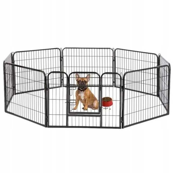 Kojec segmentowy dla psów 80 x 60cm x 8 PANELI CZARNY