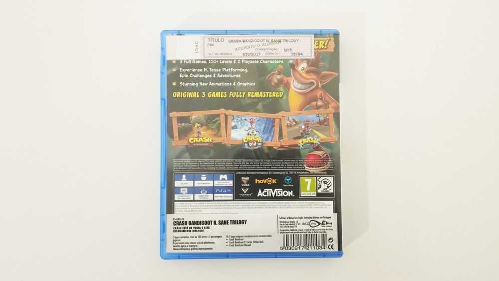 PS4 - Crash Bandicoot N-Sane Trilogy - 3 Jogos em 1