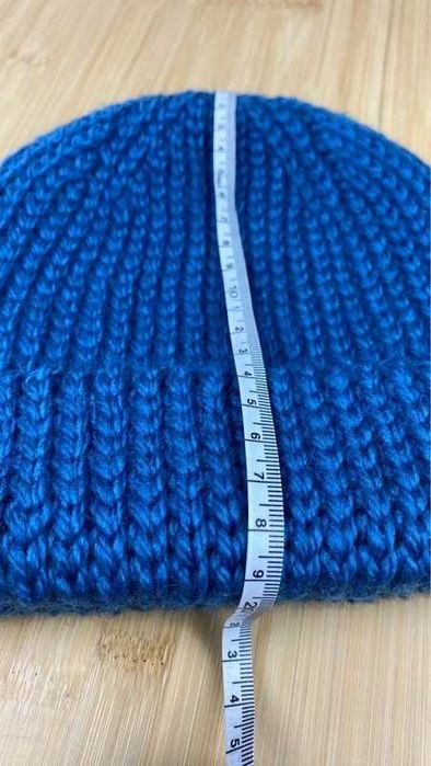 Granatowa dziergana handmade czapka