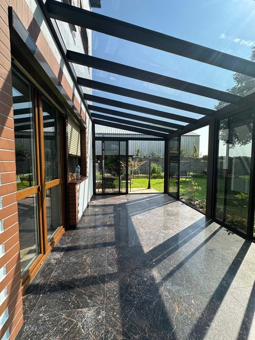 Ogród zimowy szklany Antisol 5x3m, przesuwne ściany ,oświetlenie, Prod