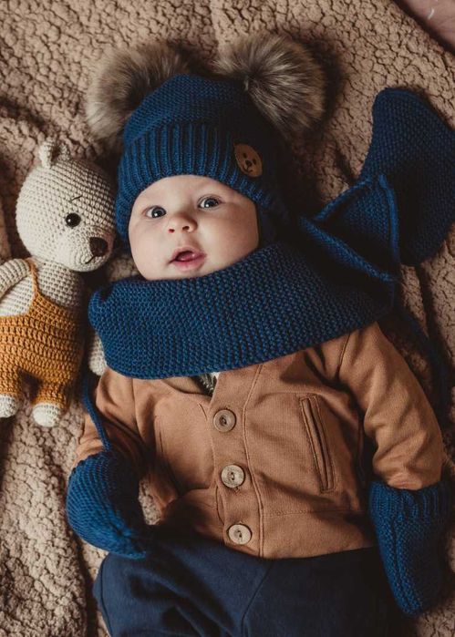 Komplet niemowlęcy 38 - 40 szafirowy 0-4msc