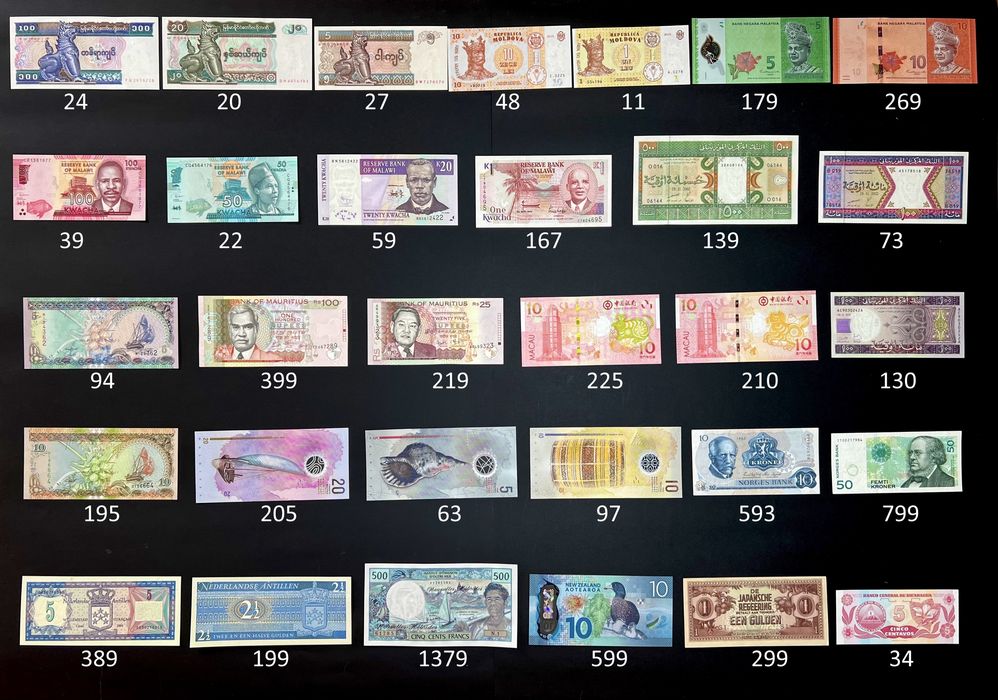 Банкноти, купюри, гроші різних країн світу від 10 грн