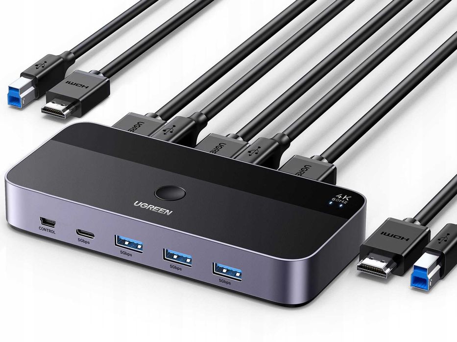 Przełącznik KVM Ugreen CM664 HDMI switch 2w1 4K 60Hz USB 3.0 + USB C