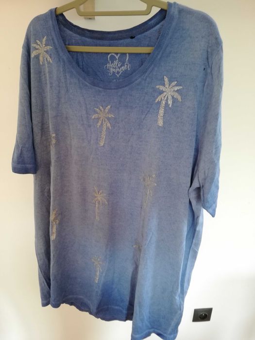 Via Appia Due niebieski t-shirt bluzka palmy r.50/52