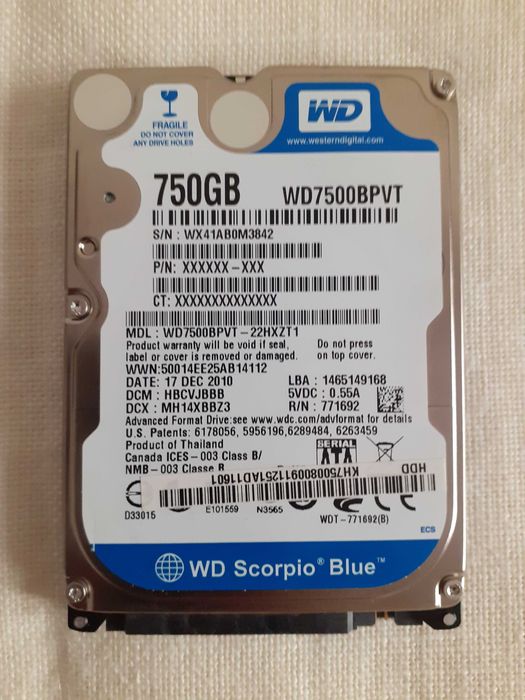 Disco rígido Western Digital WD7500BPVT azul 750GB (baixa de preço 4)64552106285057120