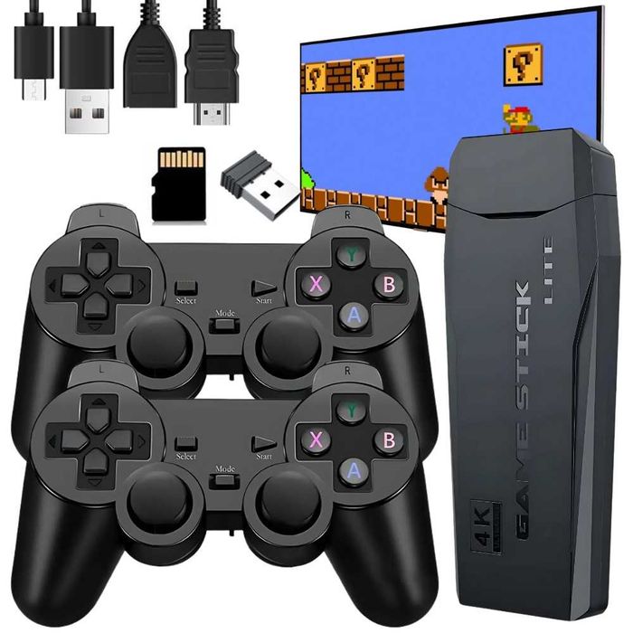 Consola de jogos retro com 2 comandos sem fio ligação hdmi