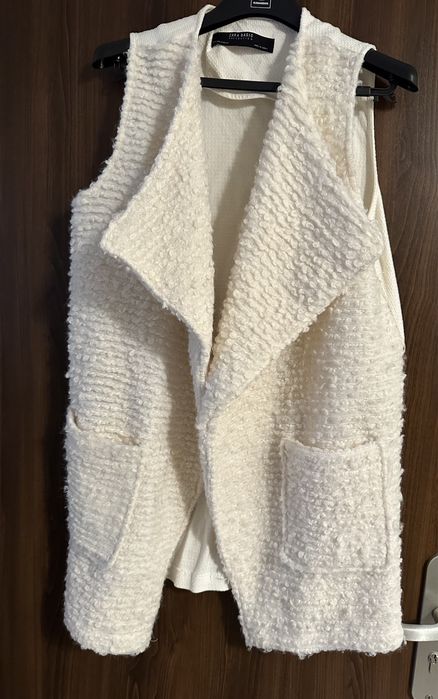 Zestaw sweter kamizelk futro mis tedy Zara Paparazzi Perkins wloska