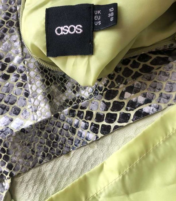 Asos spódnica skóra naturalna ,wzór pyton,wąż,snake M