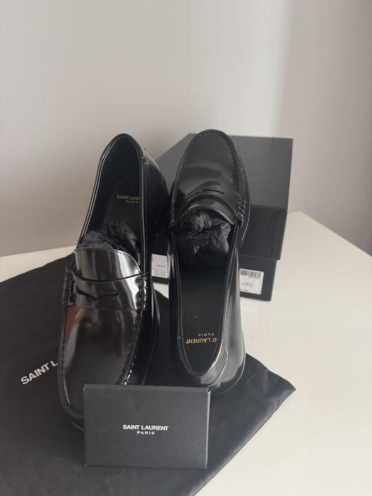 YSL czarne, nowe, skórzane mokasyny - rozmiar 42