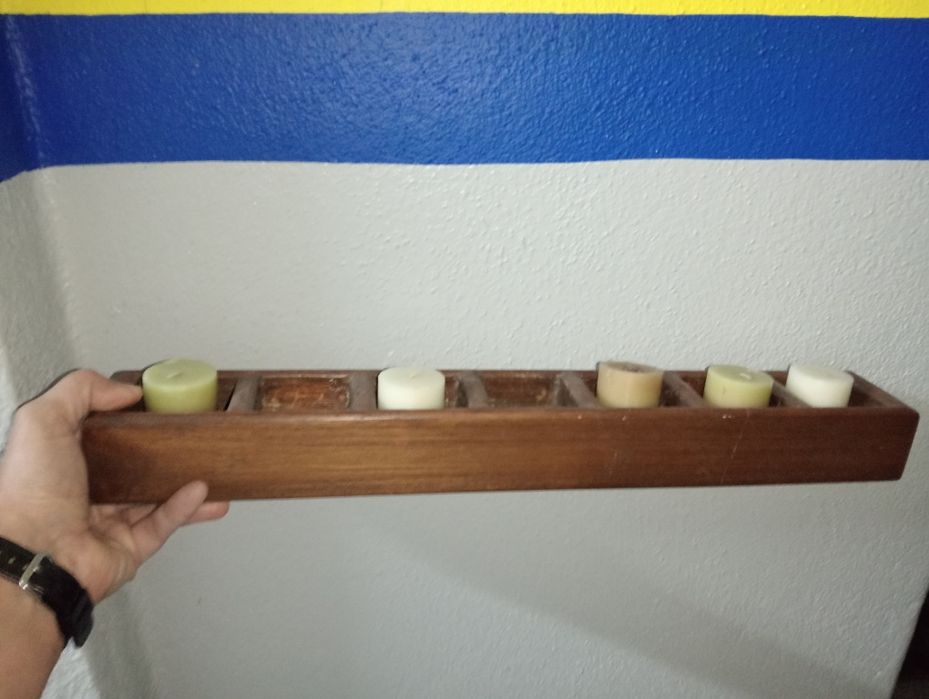 Porta velas de madeira