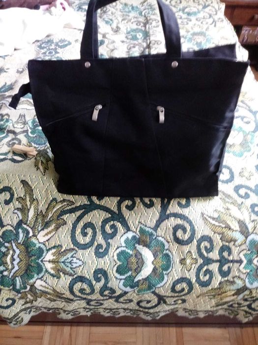 torebka damska do ręki materiałowa czarna